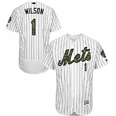 New York Mets #1 Mookie Wilson White Memorial Day Flexbase Stitched Jersey DingZhi,baseball caps,new era cap wholesale,wholesale hats