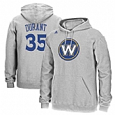 Men's Golden State Warriors #35 Kevin Durant Heathered Gray Name & Number Pullover Hoodie FengYun,baseball caps,new era cap wholesale,wholesale hats