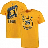 Men's Golden State Warriors 35 Kevin Durant Gold Net Number T-shirt FengYun,baseball caps,new era cap wholesale,wholesale hats