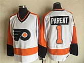 Philadelphia Flyers #1 Bernie Parent White CCM Throwback Stitched Jersey,baseball caps,new era cap wholesale,wholesale hats