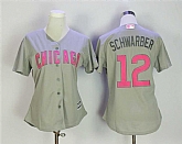 Women Chicago Cubs #12 Kyle Schwarber Gray 2017 Mother's Day New Cool Base Jersey,baseball caps,new era cap wholesale,wholesale hats