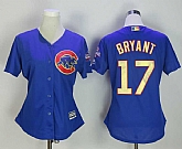 Women Chicago Cubs #17 Kris Bryant Blue World Series Champions Gold Program Cool Base Jersey,baseball caps,new era cap wholesale,wholesale hats