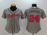 Women Detroit Tigers #24 Miguel Cabrera Gray Mother's Day New Cool Base Jersey,baseball caps,new era cap wholesale,wholesale hats