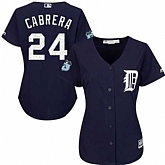 Women Detroit Tigers #24 Miguel Cabrera Navy New 2017 Spring Training Cool Base Jersey DingZhi