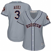 Women Houston Astros #3 Norichika Aoki Gray New Cool Base Jersey DingZhi,baseball caps,new era cap wholesale,wholesale hats