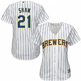 Women Milwaukee Brewers #21 Travis Shaw White New Cool Base Jersey DingZhi,baseball caps,new era cap wholesale,wholesale hats