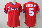 Atlanta Braves #5 Freddie Freeman Red Mitchell And Ness Throwback Pullover Stitched Jersey,baseball caps,new era cap wholesale,wholesale hats