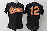 Baltimore Orioles #12 Roberto Alomar Black Mitchell And Ness Throwback Pullover Stitched Jersey,baseball caps,new era cap wholesale,wholesale hats