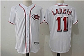 Cincinnati Reds #11 Barry Larkin White New Cool Base Stitched Jersey,baseball caps,new era cap wholesale,wholesale hats