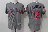 Cleveland Indians #12 Francisco Lindor Gray 2017 Stars & Stripes Flexbase Player Jersey,baseball caps,new era cap wholesale,wholesale hats