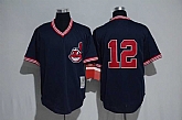 Cleveland Indians #12 Francisco Lindor Navy Blue Mitchell And Ness Throwback Pullover Stitched Jersey,baseball caps,new era cap wholesale,wholesale hats