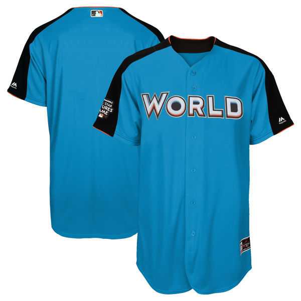 Customized Men's Team World Majestic Blank Blue 2017 MLB All-Star Futures Game Authentic On-Field Jersey