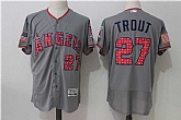 Los Angeles Angels of Anaheim #27 Mike Trout Gray 2017 Stars & Stripes Flexbase Player Jersey,baseball caps,new era cap wholesale,wholesale hats