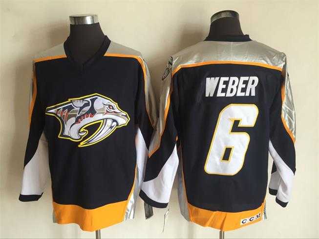 Nashville Predators #6 Weber Black CCM Throwback Stitched Jersey