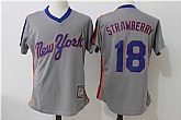 New York Mets #18 Darryl Strawberry Gray Mitchell And Ness Throwback Pullover Stitched Jersey,baseball caps,new era cap wholesale,wholesale hats