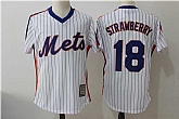 New York Mets #18 Darryl Strawberry Mitchell And Ness Throwback White Stitched Jersey,baseball caps,new era cap wholesale,wholesale hats