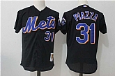 New York Mets #31 Mike Piazza Black Mitchell And Ness Throwback Stitched Jersey,baseball caps,new era cap wholesale,wholesale hats