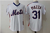 New York Mets #31 Mike Piazza White Mitchell And Ness Throwback Pullover Stitched Jersey,baseball caps,new era cap wholesale,wholesale hats