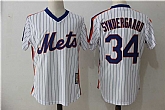 New York Mets #34 Noah Syndergaard White Mitchell And Ness Throwback Pullover Stitched Jersey,baseball caps,new era cap wholesale,wholesale hats