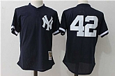 New York Yankees #42 Mariano Rivera Navy Cooperstown Collection Mesh Batting Practice Jersey,baseball caps,new era cap wholesale,wholesale hats