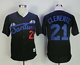 Puerto Rico Cangrejeros de Santurce 21 Roberto Clemente Black Throwback Baseball Jersey,baseball caps,new era cap wholesale,wholesale hats