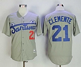 Puerto Rico Cangrejeros de Santurce 21 Roberto Clemente Gray Throwback Baseball Jersey,baseball caps,new era cap wholesale,wholesale hats