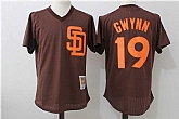 San Diego Padres #19 Tony Gwynn Brown Mitchell And Ness Throwback Pullover Jersey,baseball caps,new era cap wholesale,wholesale hats