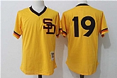 San Diego Padres #19 Tony Gwynn Yellow Mitchell And Ness Throwback Stitched Jersey,baseball caps,new era cap wholesale,wholesale hats