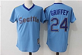 Seattle Mariners #24 Ken Griffey Blue Mitchell And Ness Throwback Pullover Stitched Jersey,baseball caps,new era cap wholesale,wholesale hats