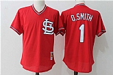 St. Louis Cardinals #1 O.Smith Red Mitchell And Ness Throwback Pullover Stitched Jersey,baseball caps,new era cap wholesale,wholesale hats