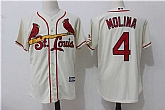 St. Louis Cardinals #4 Yadier Molina Cream New Cool Base Stitched Jersey,baseball caps,new era cap wholesale,wholesale hats