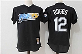 Tampa Bay Rays #12 Wade Boggs Black Mitchell And Ness Throwback Pullover Stitched Jersey,baseball caps,new era cap wholesale,wholesale hats