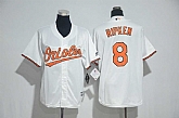Youth Baltimore Orioles #8 Cal Ripken Jr. White New Cool Base Jersey,baseball caps,new era cap wholesale,wholesale hats