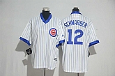Youth Chicago Cubs #12 Kyle Schwarber White New Cool Base Jersey,baseball caps,new era cap wholesale,wholesale hats