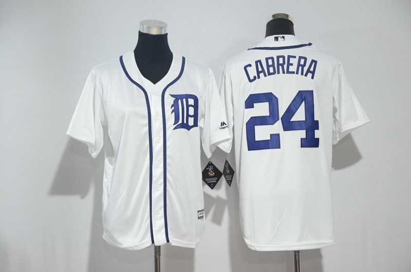 Youth Detroit Tigers #24 Miguel Cabera White New Cool Base Jersey