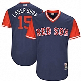 Boston Red Sox #15 Dustin Pedroia Laser Show Majestic Navy 2017 Players Weekend Jersey,baseball caps,new era cap wholesale,wholesale hats