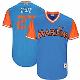 Miami Marlins #27 Giancarlo Stanton Cruz Majestic Blue 2017 Players Weekend Jersey,baseball caps,new era cap wholesale,wholesale hats
