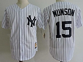 New York Yankees #15 Thurman Munson White Mitchell And Ness Throwback Stitched Jerseys,baseball caps,new era cap wholesale,wholesale hats