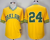 Oakland Athletics #24 Rickey Henderson Yellow 1981 Mitchell & Ness Stitched Jerseys,baseball caps,new era cap wholesale,wholesale hats