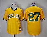 Oakland Athletics #27 Catfish Hunter Yellow Turn Back The Clock Copperstown Collection Stitched Jerseys,baseball caps,new era cap wholesale,wholesale hats