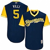 Milwaukee Brewers #5 Jonathan Villar Villi Majestic Navy 2017 Players Weekend Jersey JiaSu,baseball caps,new era cap wholesale,wholesale hats