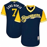 Milwaukee Brewers #7 Eric Thames Sang Namja Majestic Navy 2017 Players Weekend Jersey JiaSu,baseball caps,new era cap wholesale,wholesale hats