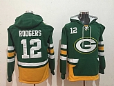 Green Bay Packers 12 Aaron Rodgers Green All Stitched Hooded Sweatshirt,baseball caps,new era cap wholesale,wholesale hats