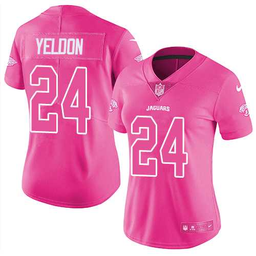 Nike Jacksonville Jaguars #24 T.J. Yeldon Pink Women's NFL Limited Rush Fashion Jersey DingZhi