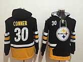 Pittsburgh Steelers 30 James Conner Black All Stitched Hooded Sweatshirt,baseball caps,new era cap wholesale,wholesale hats