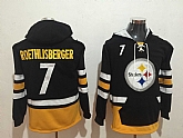 Pittsburgh Steelers 7 Ben Roethlisberger Black All Stitched Hooded Sweatshirt,baseball caps,new era cap wholesale,wholesale hats