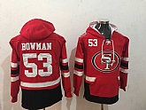 San Francisco 49ers 53 NaVorro Bowman Red All Stitched Hooded Sweatshirt,baseball caps,new era cap wholesale,wholesale hats