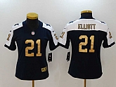 Women Limited Nike Dallas Cowboys #21 Ezekiel Elliott Blue Golden Thanksgiving Vapor Untouchable Player Jerseys
