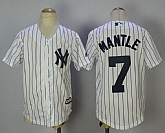 Youth New York Yankees #7 Mickey Mantle White New Cool Base Jersey,baseball caps,new era cap wholesale,wholesale hats