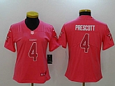 Women Limited Nike Dallas Cowboys #4 Dak Prescott Pink Rush Fashion Stitched Jersey,baseball caps,new era cap wholesale,wholesale hats